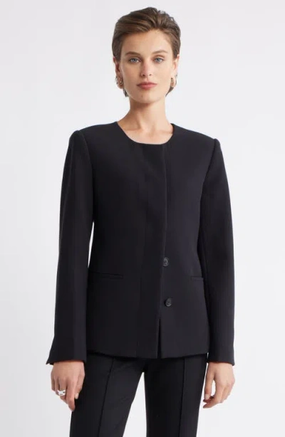 Nordstrom Collarless Twill Blazer In Blue