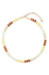 Nordstrom Color Pop Beaded Necklace In Amber- Mint Combo