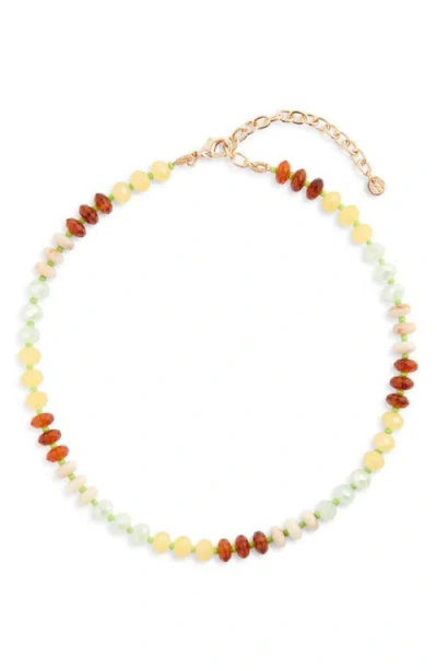Nordstrom Color Pop Beaded Necklace In Amber- Mint Combo