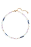 Nordstrom Color Pop Beaded Necklace In Blue- Orange Combo