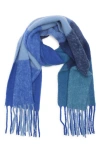 Nordstrom Colorblock Wool & Alpaca Blend Fringe Scarf In Blue