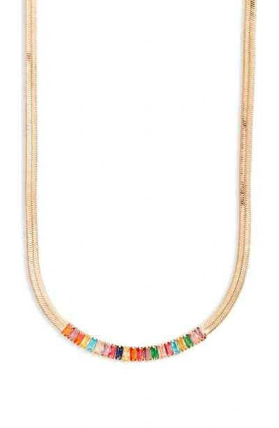 Nordstrom Colorful Crystal Baguette Snake Chain Necklace In Multi- Gold