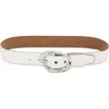 Nordstrom Cora Oval Buckle Leather Belt In Silver