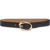 Nordstrom Cora Oval Buckle Leather Belt In Black- Gold