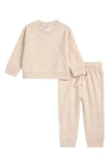 Nordstrom Babies'  Core Fleece Sweatshirt & Joggers Set In Beige Oatmeal Light Heather