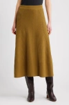 Nordstrom Cotton & Cashmere A-line Midi Sweater Skirt In Animal Print