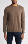 Nordstrom Cotton & Cashmere Crewneck Sweater In Brown Marl