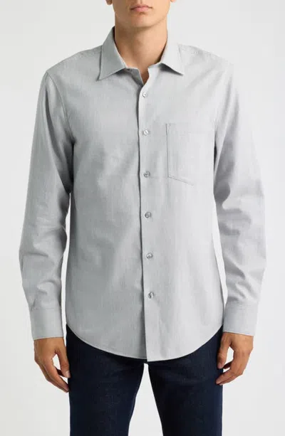 Nordstrom Cotton & Cashmere Flannel Button-up Shirt In Gray