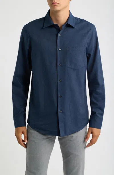Nordstrom Cotton & Cashmere Flannel Button-up Shirt In Blue