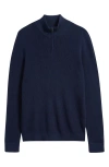 Nordstrom Cotton & Cashmere Quarter Zip Sweater In Blue