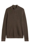 Nordstrom Cotton & Cashmere Quarter Zip Sweater In Brown
