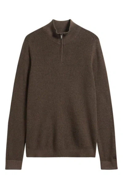 Nordstrom Cotton & Cashmere Quarter Zip Sweater In Brown