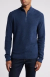 Nordstrom Cotton & Cashmere Quarter Zip Sweater In Navy Night