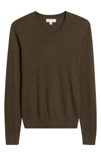 Nordstrom Cotton & Cashmere V-neck Sweater In Green