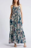 Nordstrom Cotton & Silk Tie Waist Tiered Sundress