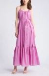 Nordstrom Cotton & Silk Tie Waist Tiered Sundress