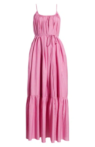 Nordstrom Cotton & Silk Tie Waist Tiered Sundress