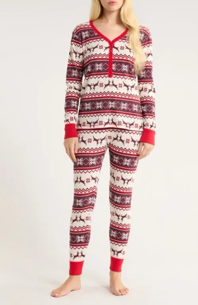 Nordstrom Cotton Blend Waffle Thermal Pajamas In Multi
