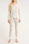 Nordstrom Cotton Blend Waffle Thermal Pajamas In White