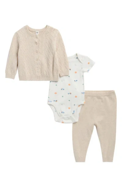 Nordstrom Babies'  Cotton Cardigan, Bodysuit & Pants Set In Multi