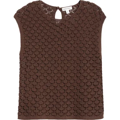 Nordstrom Cotton Crochet Sweater In Burgundy