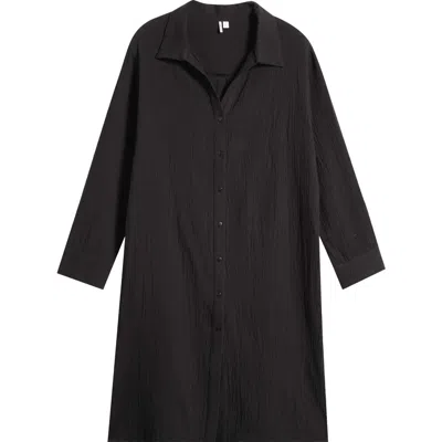 Nordstrom Cotton Gauze Cover-up Shirtdress In Black