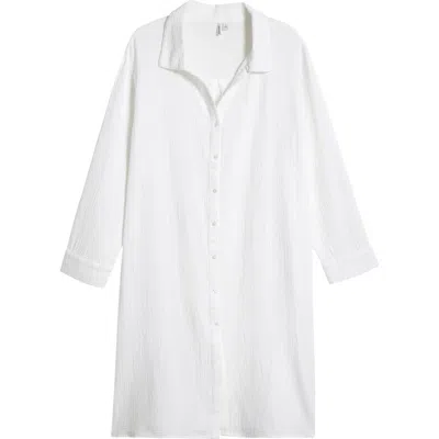 Nordstrom Cotton Gauze Cover-up Shirtdress In White