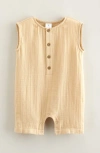 Nordstrom Cotton Gauze Henley Romper In Neutral