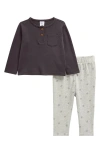 Nordstrom Cotton Henley Top & Print Pants Set In Grey Stonehenge- Grey Stars