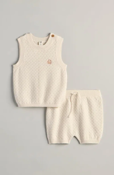 Nordstrom Babies'  Cotton Knit Sweater Tank & Shorts Set In White