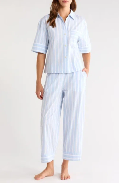 Nordstrom Cotton Pajamas In Blue- White Simple Stripe