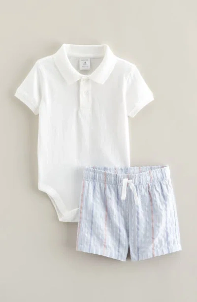 Nordstrom Babies'  Cotton Polo Bodysuit & Shorts Set In Multi