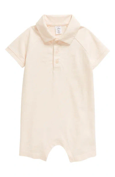 Nordstrom Babies' Cotton Polo Romper In Pink Scallop