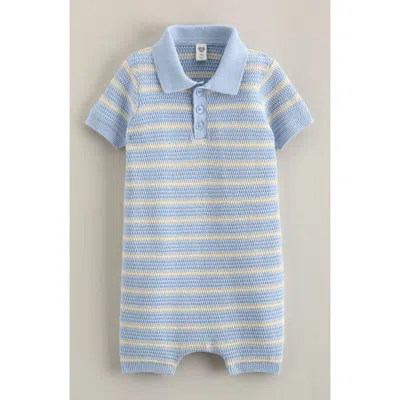 Nordstrom Babies'  Cotton Polo Sweater Romper In Blue