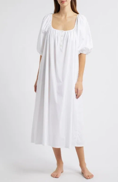 Nordstrom Cotton Poplin Nightgown In White