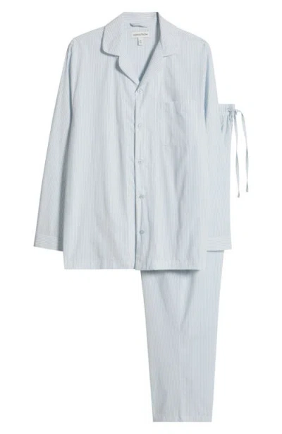 Nordstrom Cotton Poplin Pajamas In Blue Drift Stripe
