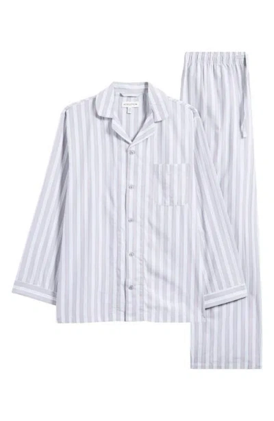 Nordstrom Cotton Poplin Pajamas In Grey Shirting Stripe