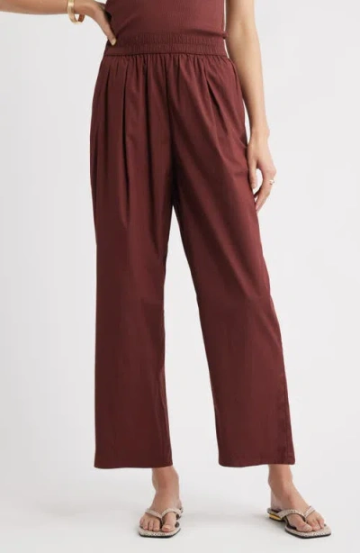 Nordstrom Cotton Poplin Trousers In Brown
