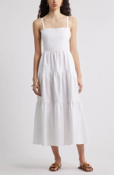 Nordstrom Cotton Poplin Tiered A-line Dress In White