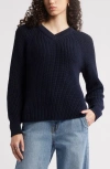 Nordstrom Cotton V-neck Sweater In Navy Night