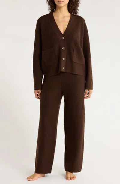 Nordstrom Cozy Rib Lounge Set In Brown