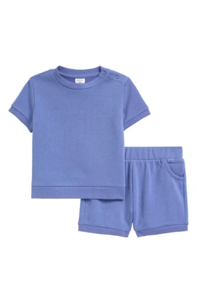 Nordstrom Babies'  Cozy Short Sleeve Top & Shorts Set In Blue Denim