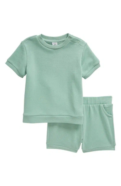 Nordstrom Babies' Cozy Short Sleeve Top & Shorts Set In Green Granite