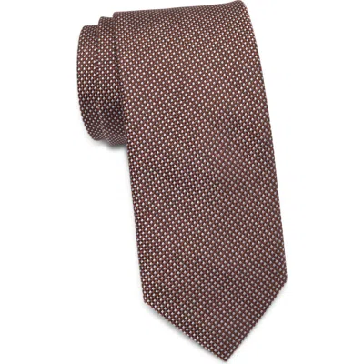 Nordstrom Crandon Micro Jacquard Organic Cotton & Cashmere Tie In Brown