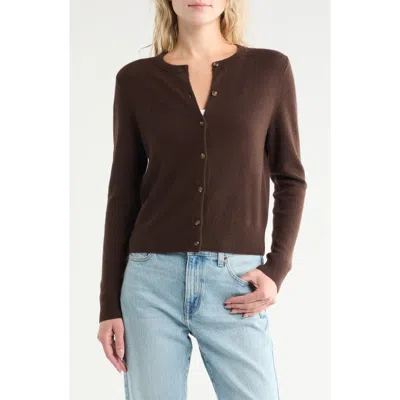 Nordstrom Crewneck Cashmere Cardigan In Brown