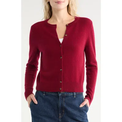 Nordstrom Crewneck Cashmere Cardigan In Burgundy