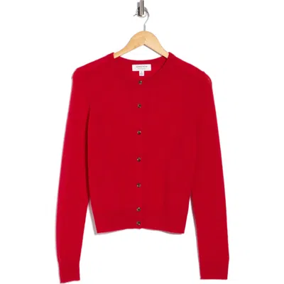 Nordstrom Crewneck Cashmere Cardigan In Red
