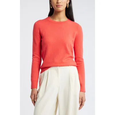 Nordstrom Crewneck Cashmere Sweater In Red Hibiscus