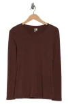 Nordstrom Crewneck Long Sleeve Pima Cotton T-shirt In Brown