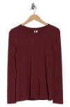 Nordstrom Crewneck Long Sleeve Pima Cotton T-shirt In Burgundy